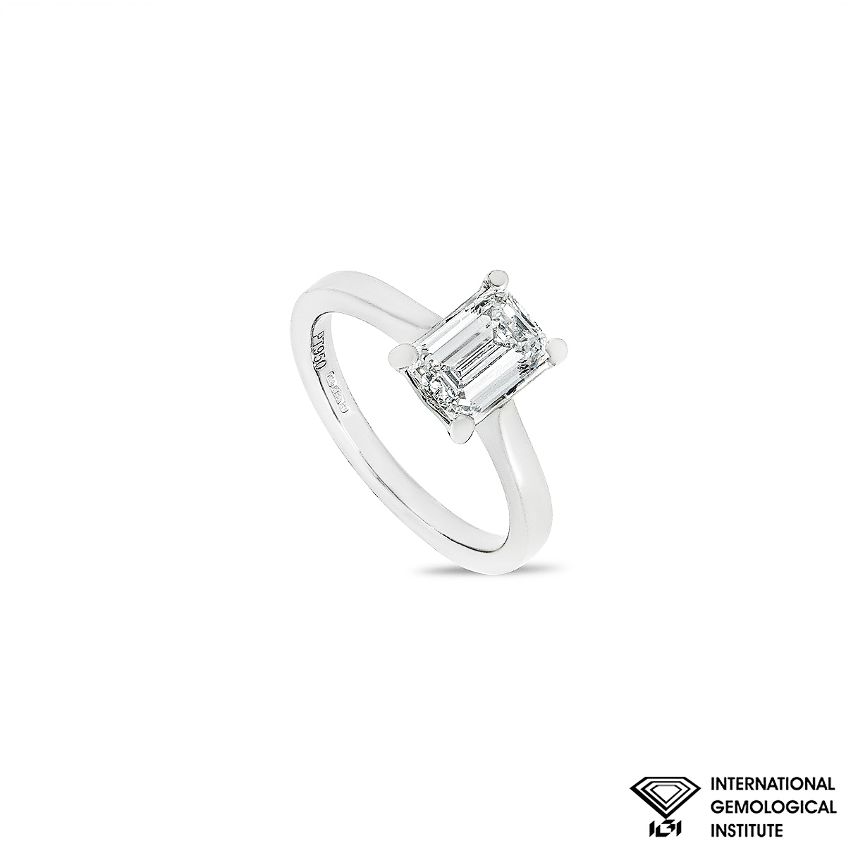Platinum Emerald Cut Lab Grown Diamond Ring 1.34ct G/VS1